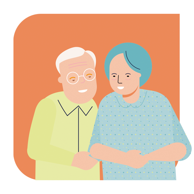illustratie senior echtpaar huishoudelijke hulp